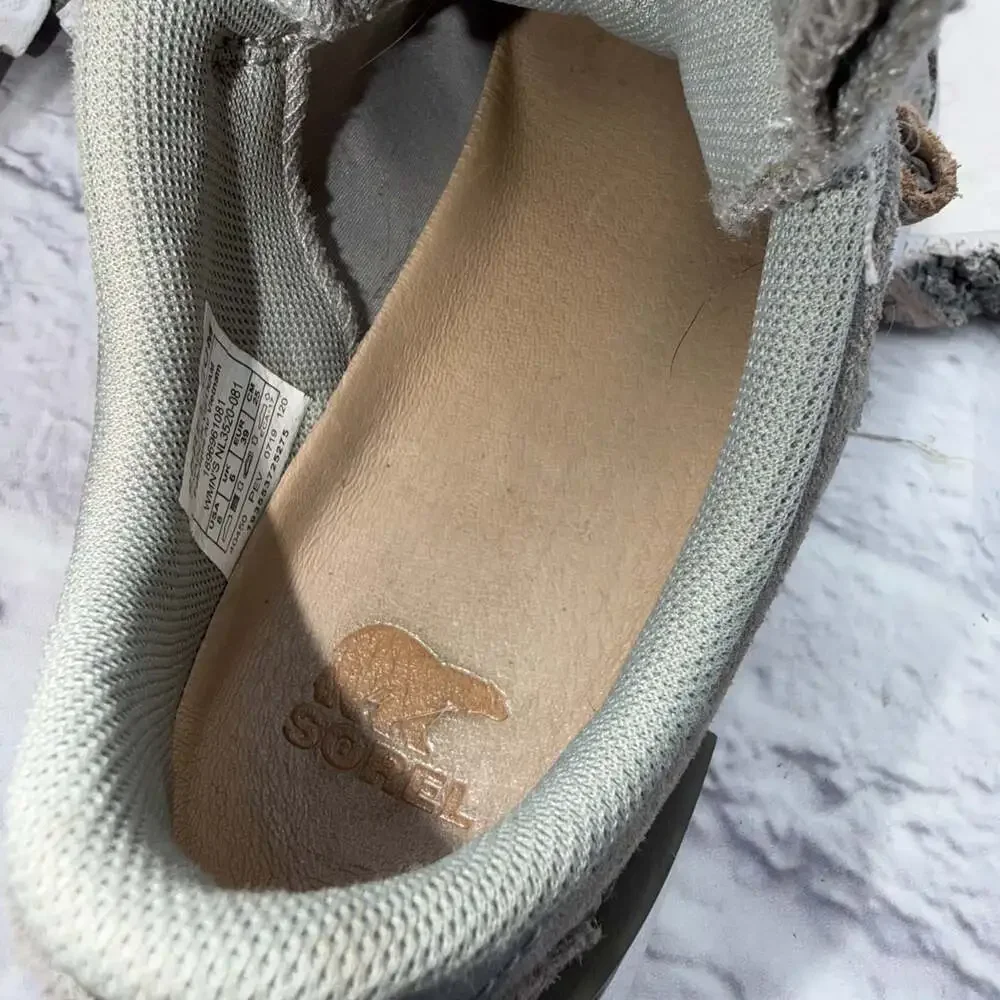 SOREL Kinetic Lite Strap Sneakers Gray White Suede Women’s Size 8 Shoes